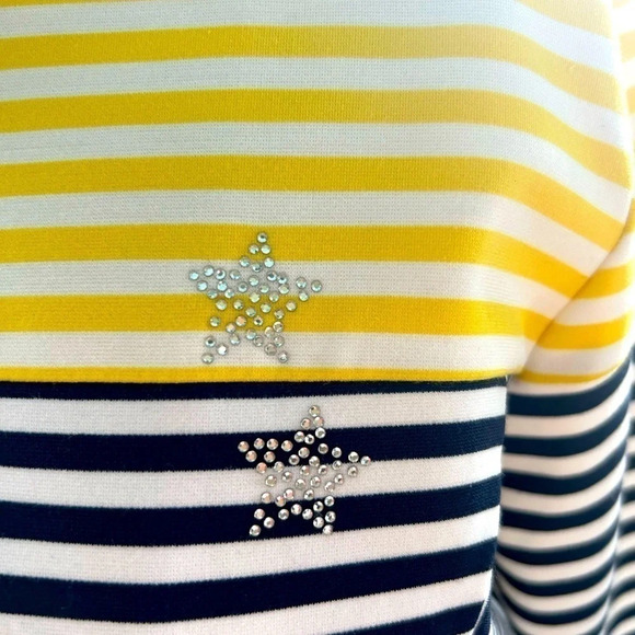 NWOT Dolce Vita Sport jacket- size 6 yellow/navy stripes with star embellishment - Picture 3 of 9